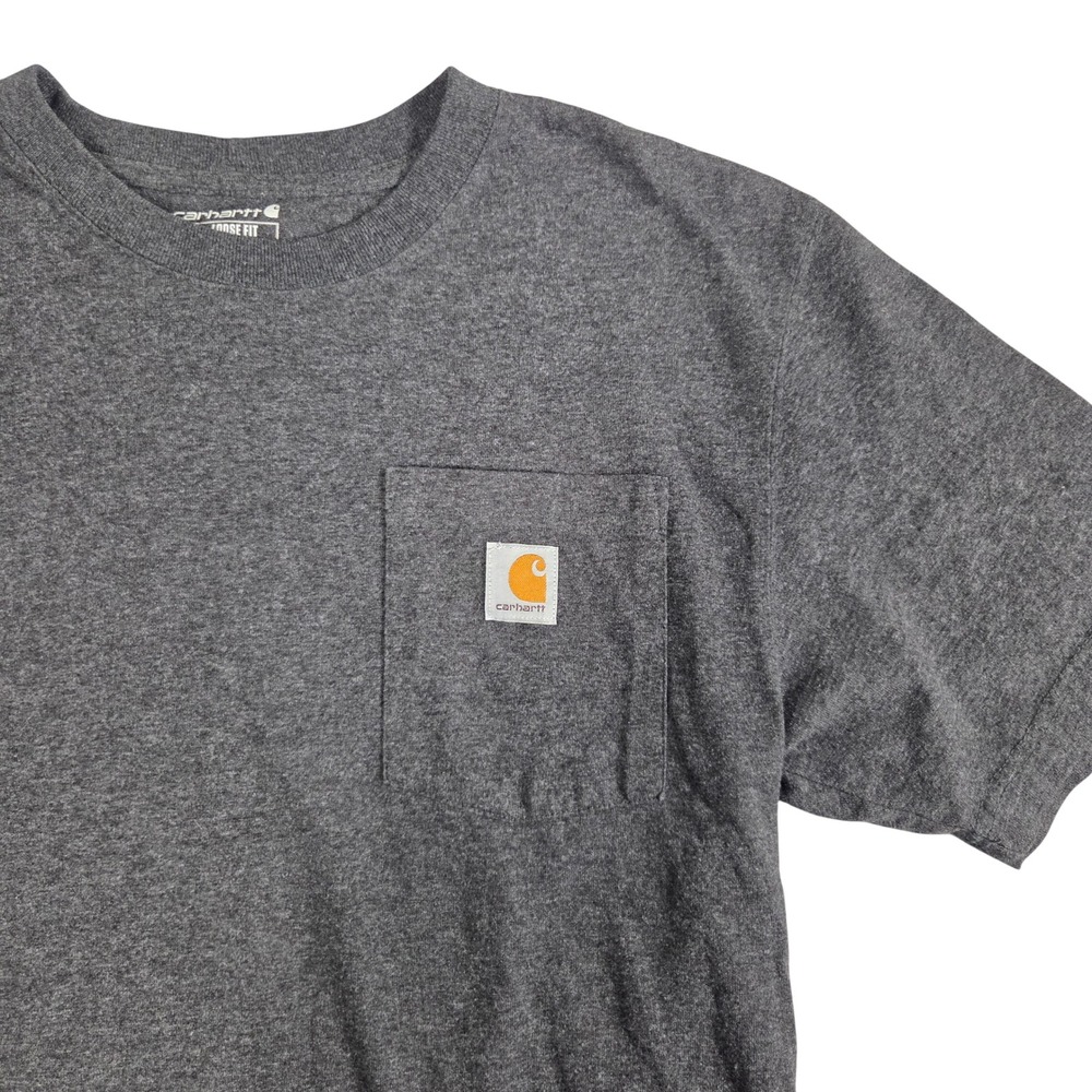 Carhartt Pocket T-Shirt Mens S Gray Excellent Loose Fit Short Sleeve Work Tee